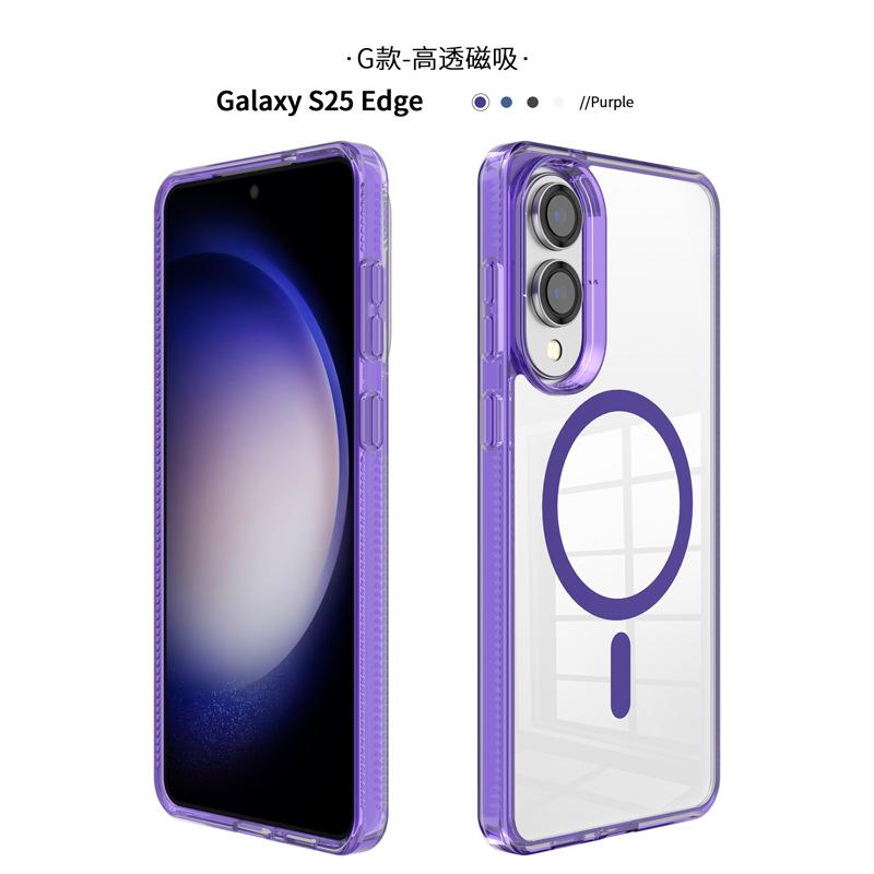 Amazon применяет прозрачный магнитный чехол для мобильного телефона Samsung s25ultra s25Edge, утолщенный, просвечивающий, противоударный, жесткий чехол