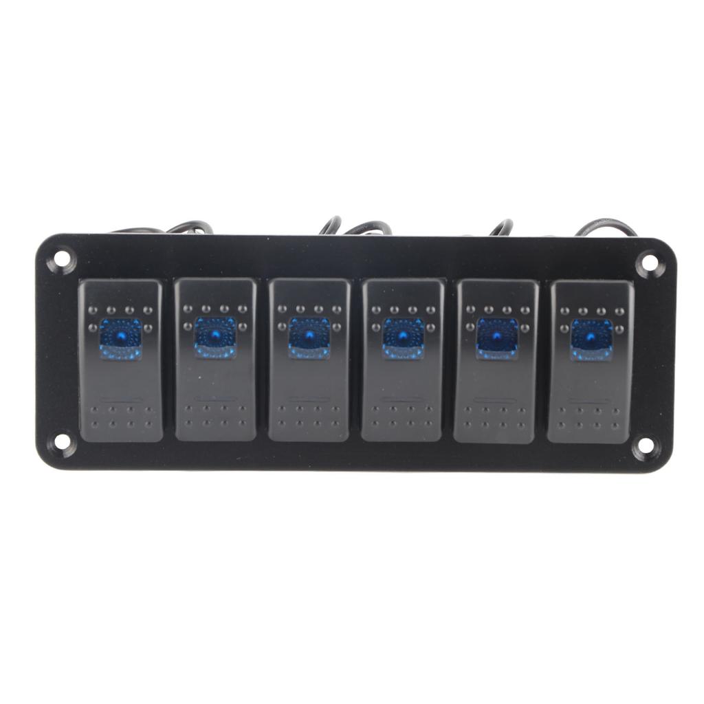 6 Gang Rocker Panel LED Backlit On Off Waterproof Circuit for Car RV Bus Marine Boat ATV UTV