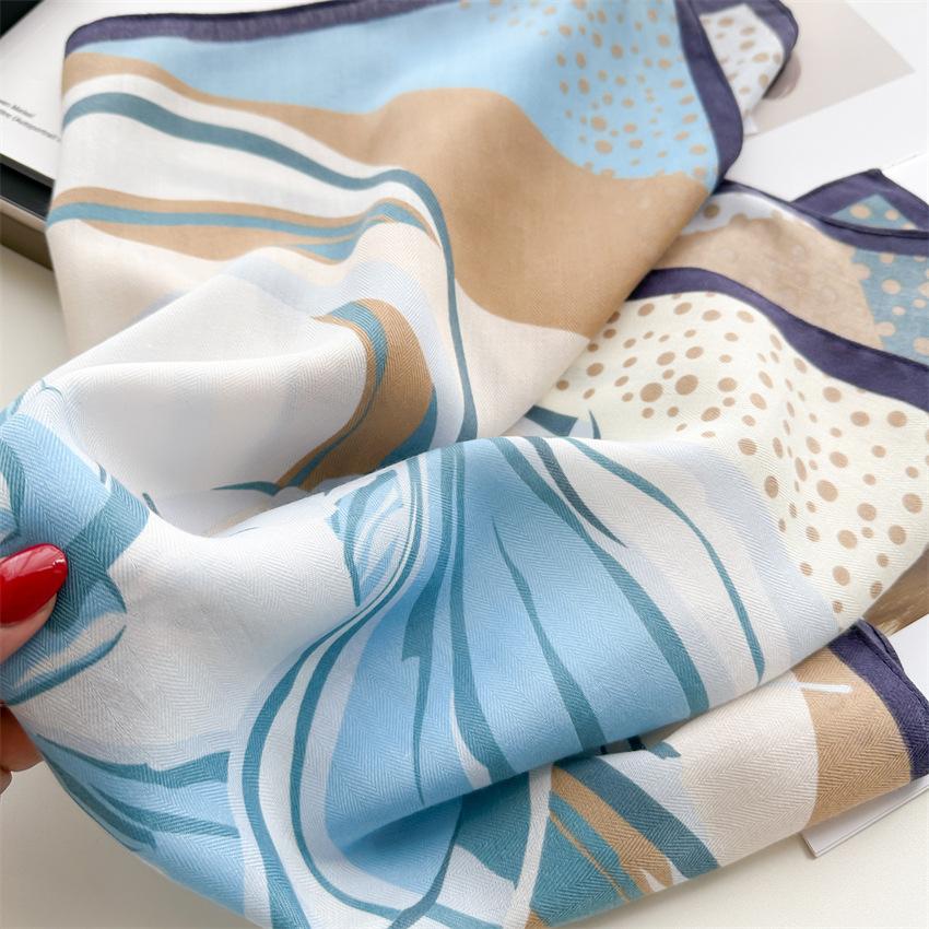 Purple Bow Scarf Neck Scarf 65 × 65Cm Thin French Polka Dot Cotton And Linen Velvet Scarf Women