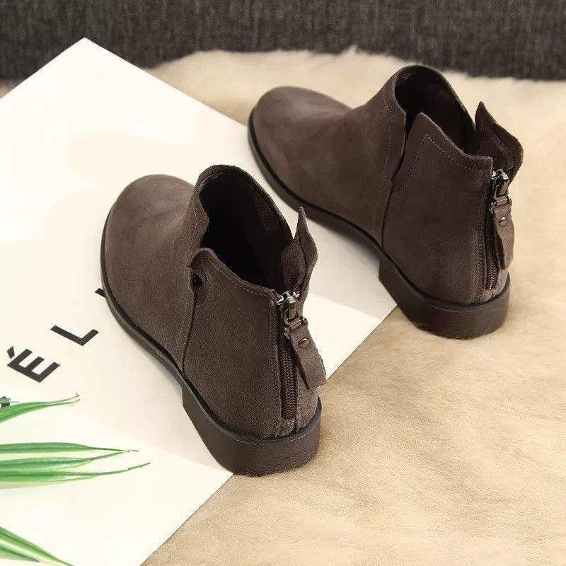 Счетчик Новые Низкий Каблук Мягкая Подошва Короткие Ботинки Женские 25 Новые Универсальные Круглый Носок Челси Матовые Ботинки Мартин Ботильоны