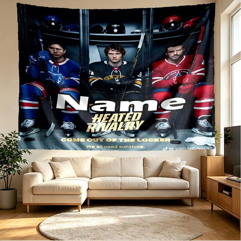Custom Name Personalized Heated Rivalry Print Tapestry, Wall Art Decor, Bedroom, Dorm, Apartment, LivingRoom, Party Backdrop, Gift for Birthday