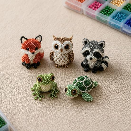 DIY Animal Beading Kit Tiny 3D Beaded Animal Craft Set Cute Animal Bead