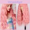 Pink Deep Wig Wave Merisihair Bangs Synthetic Hair Wig Ladies Wig Heatresistant Wig 24" Cosplay