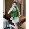 2026 Summer Niche Western-Style Fashionable Versatile Top Korean Contrasting Color Knitted Short-Sleeved T-Shirt for Women