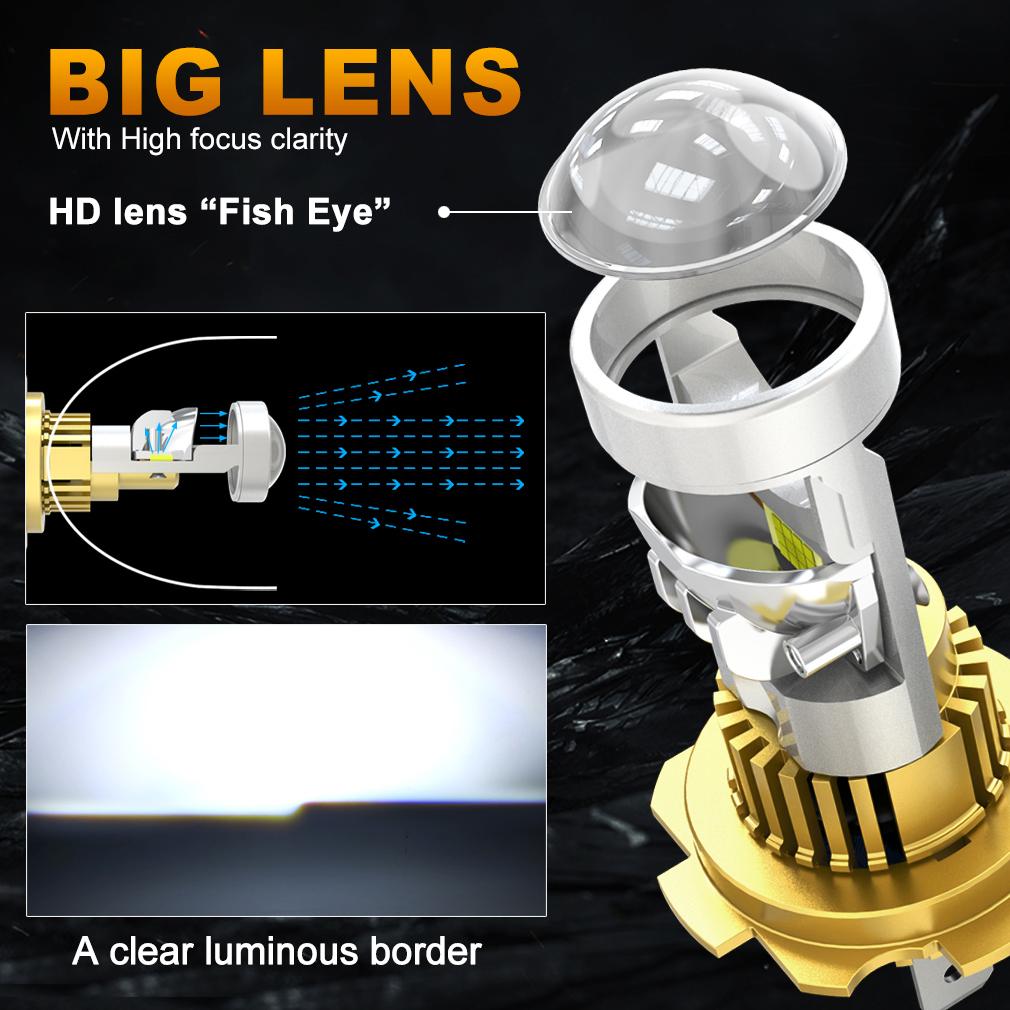 2 шт. H7 Bi LED проектор Автомобильные лампы головного света Беспроводные H4 LED H11 H8 9005 HB3 9006 HB4 Линза 60000 лм 80 Вт Plug&Play Мини Автолампа 6000K LHD Фара