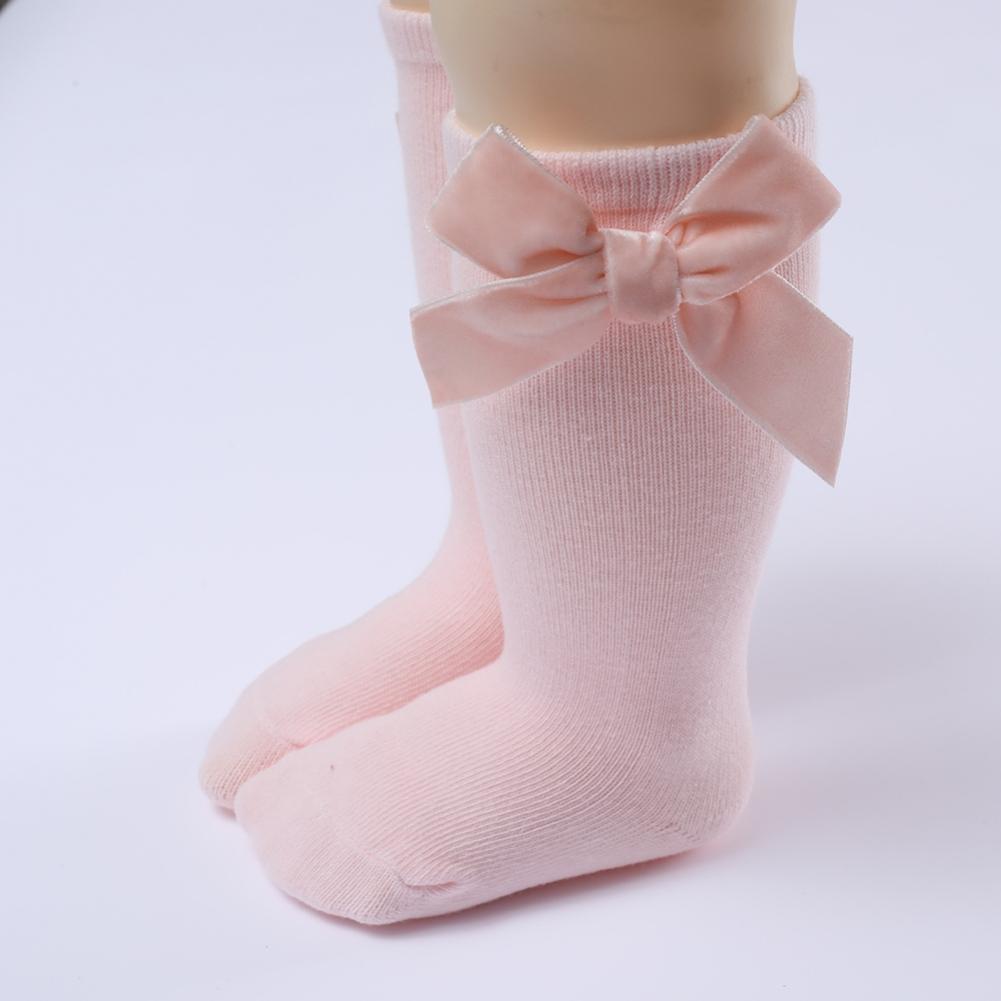 Носки для девочек Носки принцессы с бантом Гольфы для младенцев Носки до колена Тонкие хлопковые носки для новорожденных