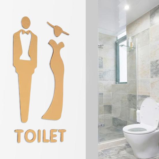 Матовый акриловый знак для ванной комнаты, клейкая дверь туалета, туалет 3D, знак для мужчин и женщин, бизнес-ресторан, офис, отель, стена для туалета, гендерная идентификация