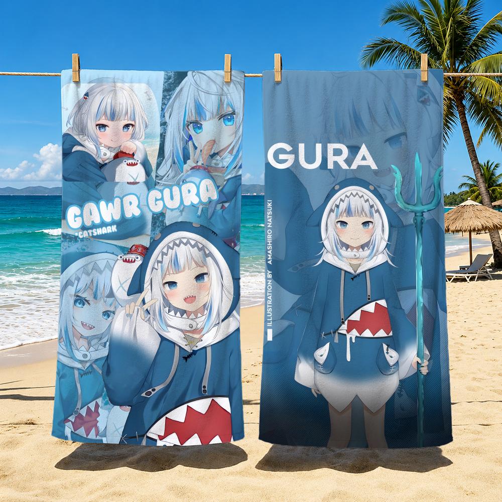 VTuber G-Gawr Gura Towel Towel beach towel, quick drying absorbent bath towel for Swim,Gym,Camping,Outdoor hot