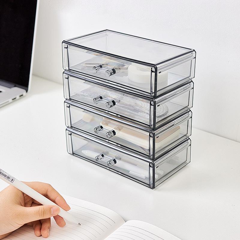 Transparent Organizer 1pcs Stackable Cosmetics Storage Drawers Office Sundries Organizer Box Jewelry Container Box