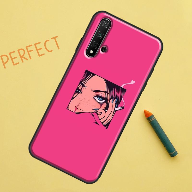 Эстетический чехол с изображением девушки-аниме в стиле поп-арта для Huawei Nova 10 9 SE 5T Y90 Y70 Y60 Y61 Nova 3i 7i 8i 11i P20 P40 P30 Lite P60 Pro