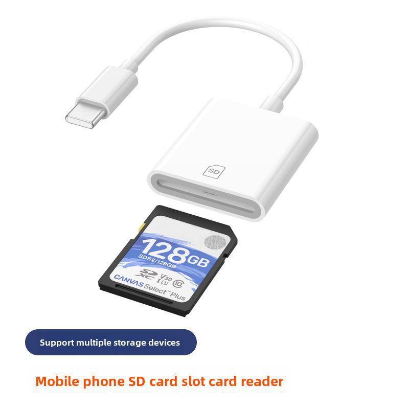 Кардридер iPhone 14: Совместимо с iPhone 13, считывает карты памяти SD/TF зеркальных фотокамер.