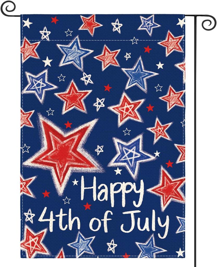 AVOIN colorlife Happy 4th of July Patriotic Garden ag 12x18 Inch Double Sided Outside, Independence Day American Stars Yar GGO