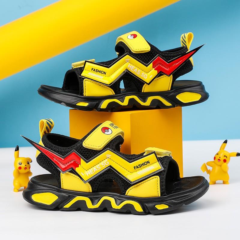 Boys Sandals Lightweight Anti-Slip Cushioned Outdoor Beach Shoes With Hook Loop