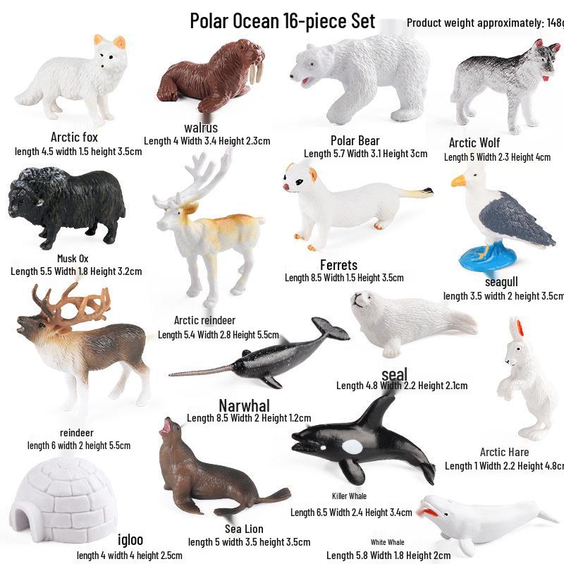 Realistic Arctic Animal Models Toys: Polar Bear, Beluga, Seal, Wolf, Snow Leopard, Penguin