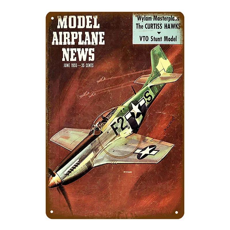 Vintage Airplane Metal Signs Fighter Jet Plane Posters Retro Aircraft Plate Metal Plaque Painting Living Room Home Wall Decor