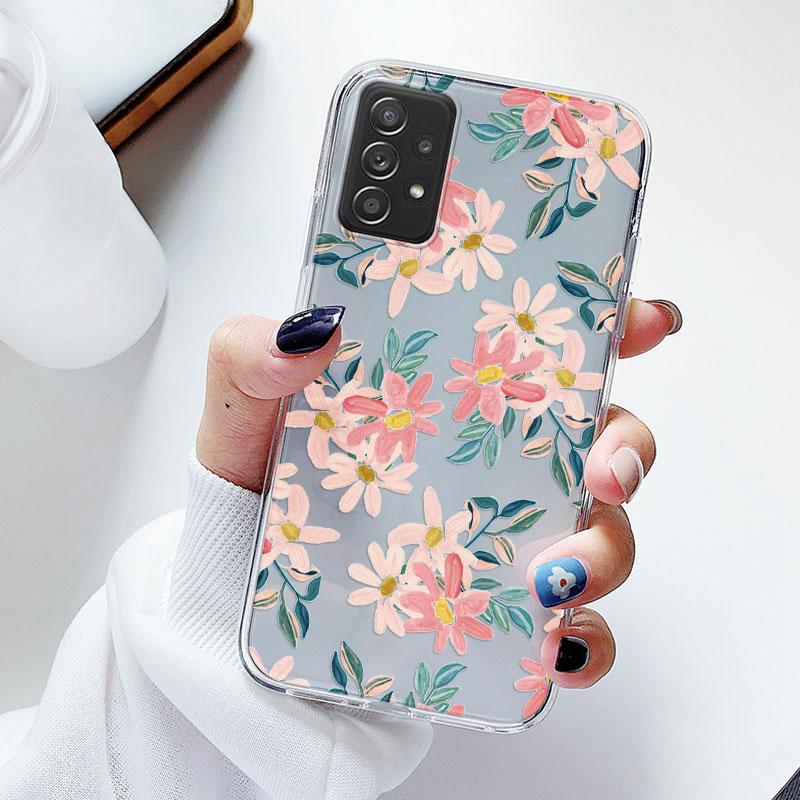 Чехол для телефона Samsung A52s A52 Цветочный силиконовый чехол для Samsung Galaxy A52 Fundas Coque Прозрачный мягкий Capas Цветочный TPU