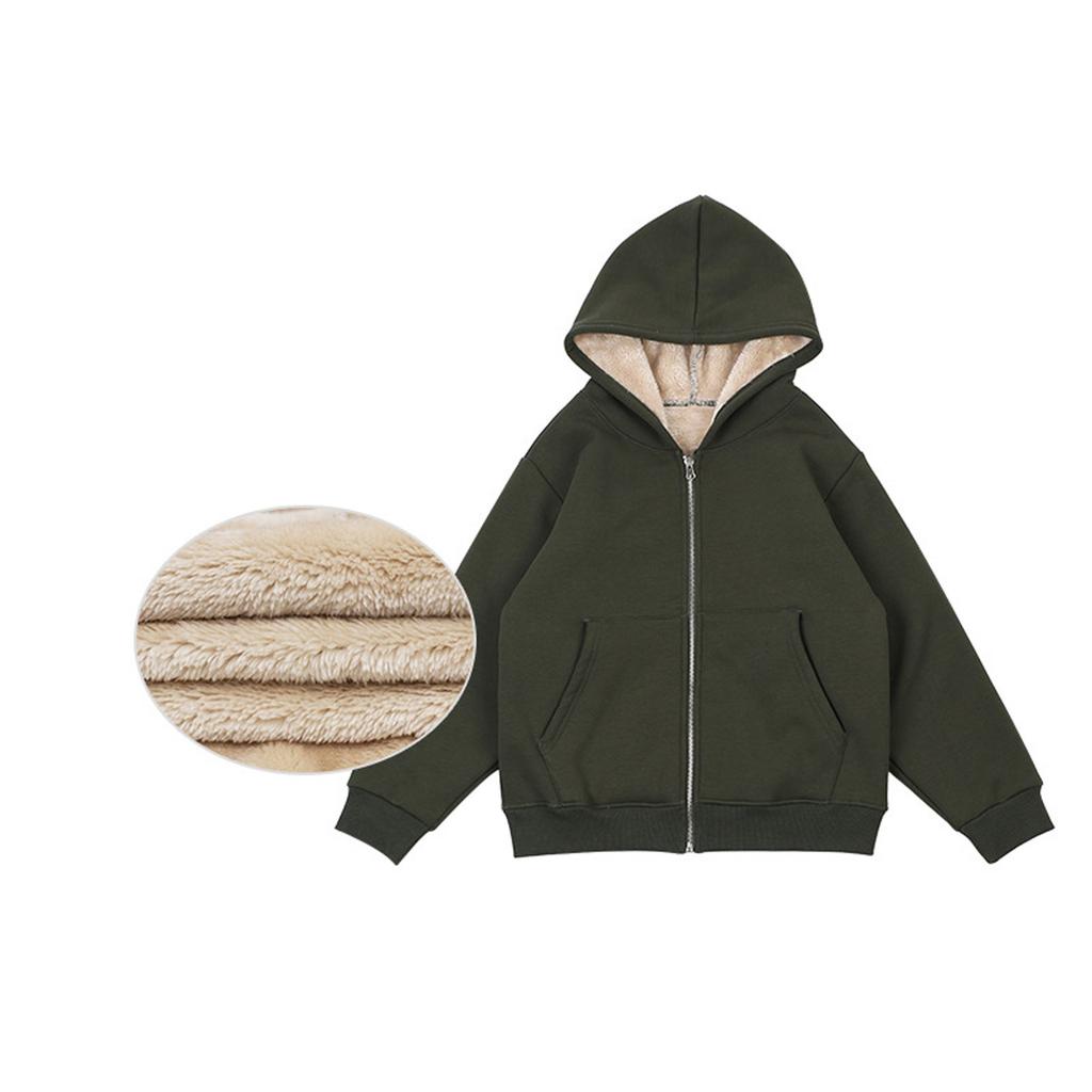 Зимняя флисовая толстовка с капюшоном для мальчиков и девочек, средняя и большая теплая куртка из овечьего флиса
