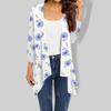 Women's Fall Print Irregular Three-quarter Sleeve Cardigan With Pocket Jacket