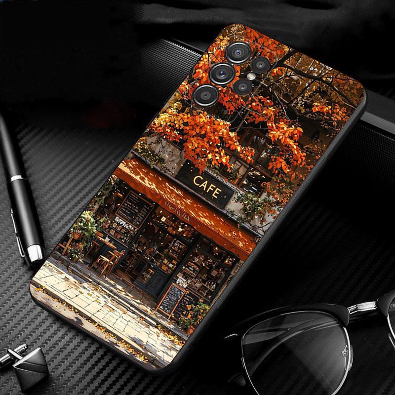 Чехол для телефона для Samsung Galaxy S26 S25 S24 S23 S22 Ultra S23 S22 S25 Plus S24 FE S26Edge Кофейня ночь Эстетика