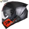 Carbon Fiber Full Face Motorcycle Helmet Dual Visor Winter Racing Motorbike Men Women