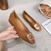 Модные французские туфли на низком каблуке с квадратной головкой и неглубоким носком, женские мягкие туфли на плоской подошве, дизайнерские черные рабочие туфли Zapatos De Mujer