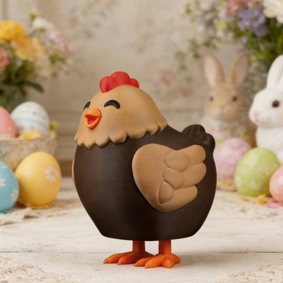Машина-диспенсер для конфет 'Курица, несущая шоколадные яйца' 3D-печать Милое животное Диспенсер для конфет Настольный декор для Пасхальной корзины Подарки на вечеринку