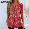 Летняя футболка больших размеров, женские топы с короткими рукавами и этническим принтом