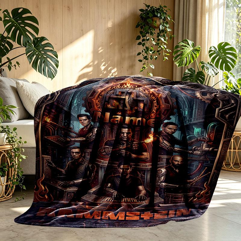 Custom Name Personalized Rammstein Print Blanket, Home Decor, Bedroom, Sofa, Camping, Couch, Gifts for Birthday Christmas