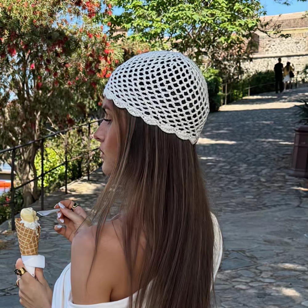 Hollow Weave Knitted Hat Openwork Beanie Hat Fashion Mesh Hat Spring Summer