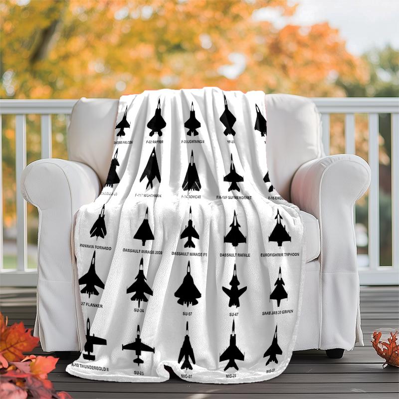 Aircraft Flannel Blanket Soft Warm All-Season Throw, Design for Camping, Car Travel, Hiking Sofa, Bed, Office Perfect Gift for Parties