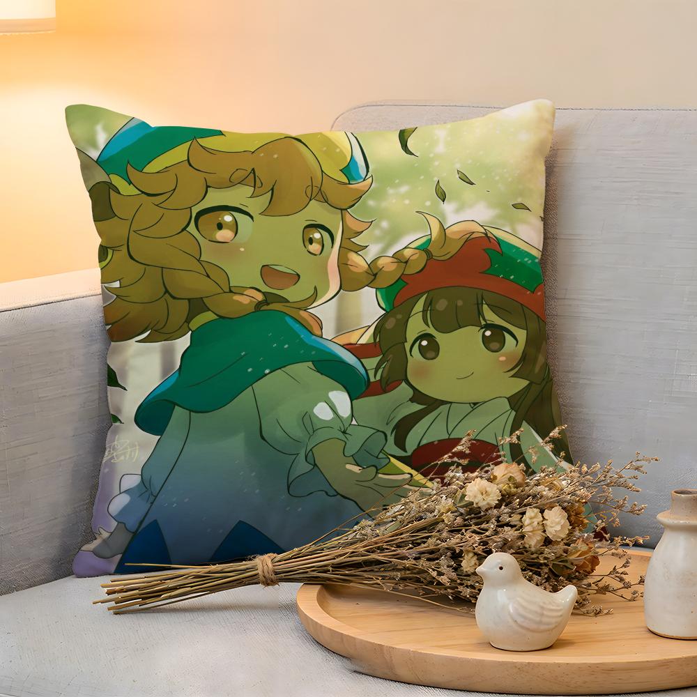 Cushion Cover Linen SkinFriendly Soft Decorative Case For Sofa Home Decor Kwaii Anime Hakumei And Mikochi Pillow cover