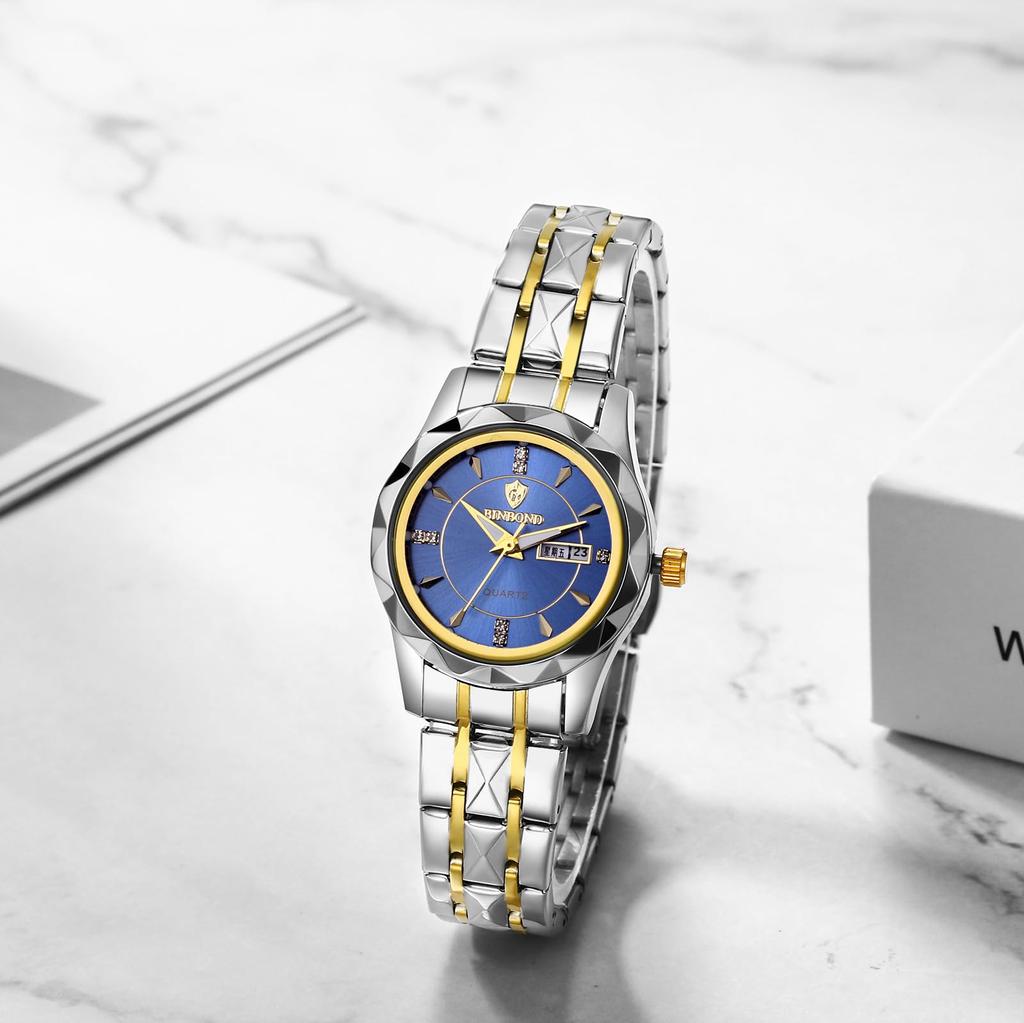 Ladies Watch Seiko Analog Copy Watch Women Luminous Date Day of the Week Waterproof Watch Easy To Read Dial Stainless Steel Adjustable Level Blue