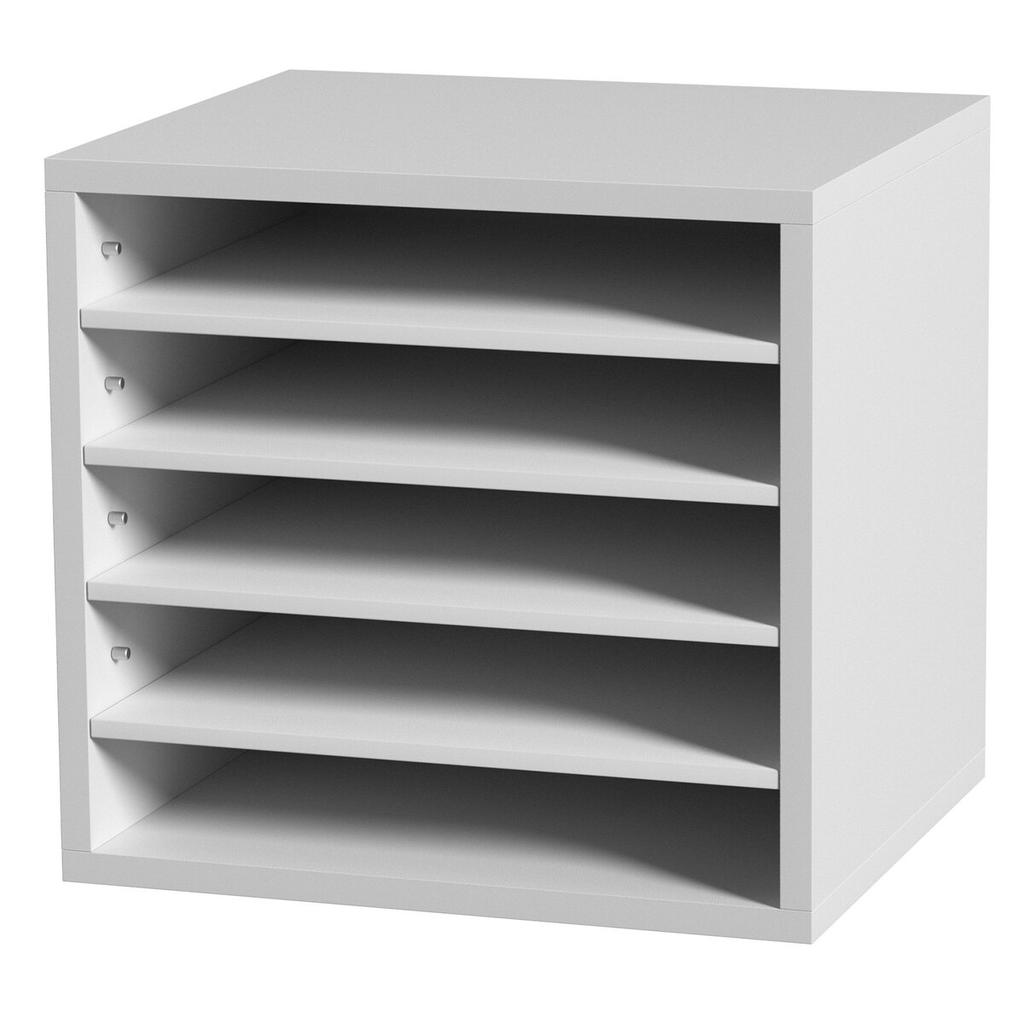 Literature Organizers, 5 Compartments Office Mailbox with Adjustable Shelves, Wood Literature Sorter 13.9x12x13 inches for Office, Home, Classroom,