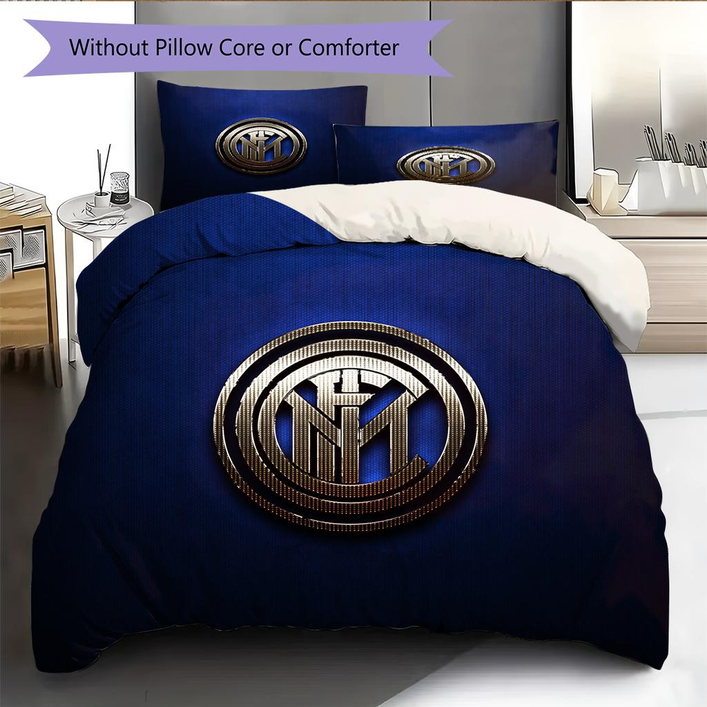 Постельное белье с узором ФК Интер Милан Декор для дома Подарок на день рождения (1 пододеяльник + 2 наволочки, без наполнителя)
