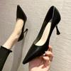 High Heels for Women's New Thin Heels, Pointed Thin Heels, Black Summer Workplace, White Runway Catwalk Work