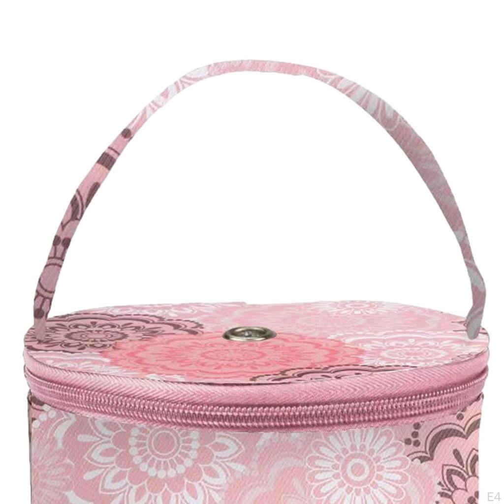 Yarn Bag for Crocheting Knitting Floral Printed Zipper Closure Storage Organizer