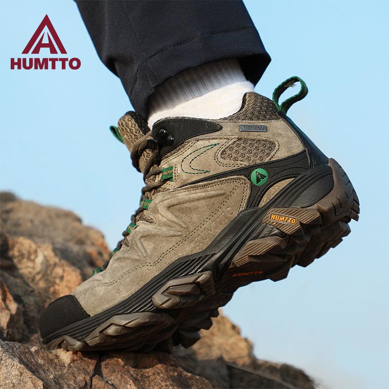 HUMTTO Waterproof Hiking Boots Men Breathable Leather Trekking Shoes Winter High-top Outdoor Fashion Sneakers for Mens