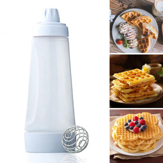 1/2Pcs Batter Mixing Bottle with Blender Ball Wire Whisk Easy Clean Pancake Batter