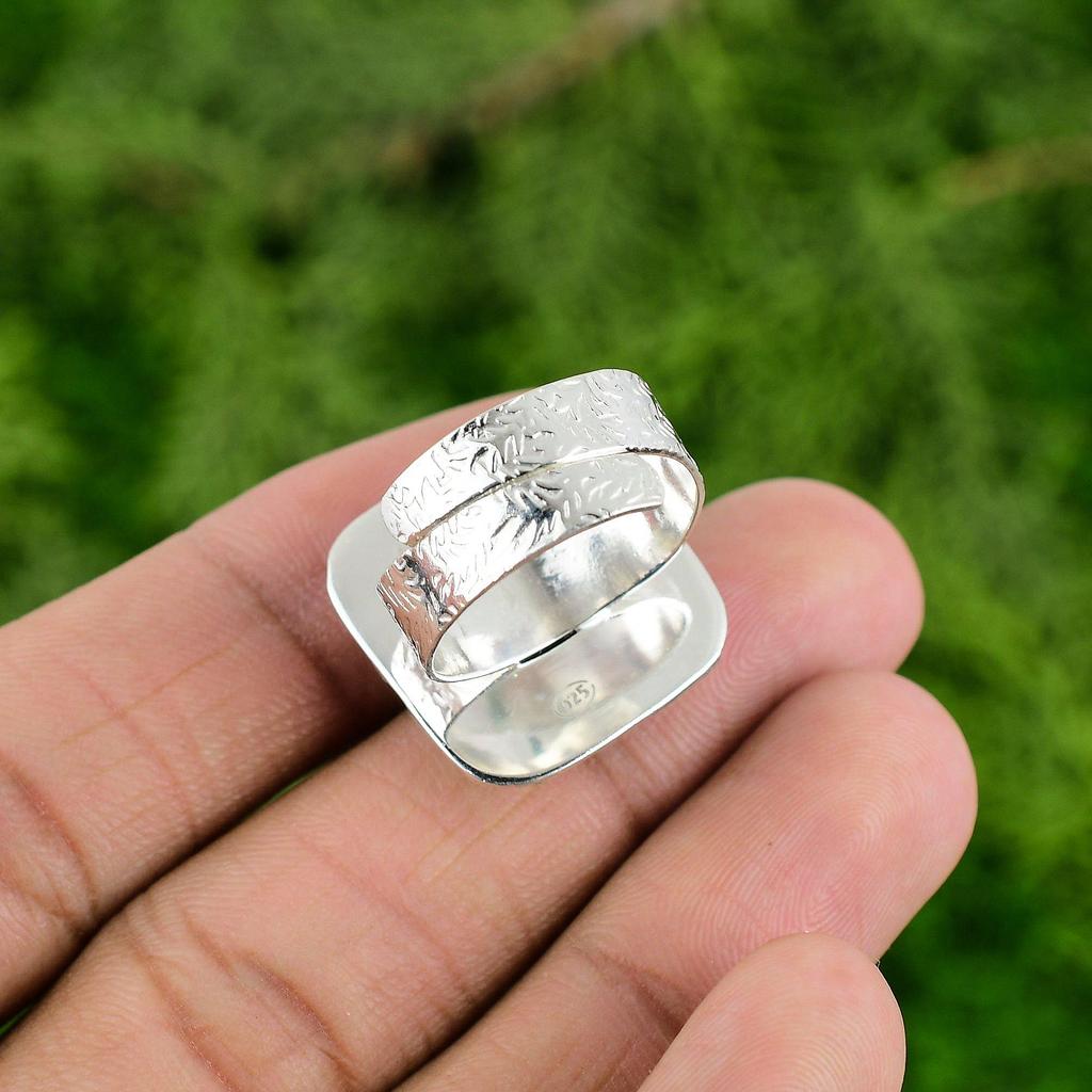 Stick Agate Stone Wife Engagement Unique Promise Bezel Statement Ring 925 Silver