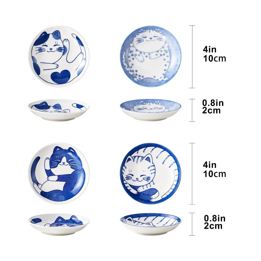 Милая кошачья тарелка для соевого соуса Керамические кошачьи миски Японские кошачьи тарелки Пиалы для соуса Тарелка для закусок Маленькие керамические блюдца Тарелки Тарелка для суши