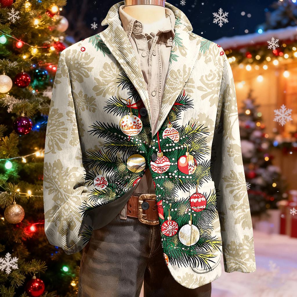 Мужской уродливый рождественский вельветовый теплый карманный пиджак-кардиган, мужской повседневный костюм