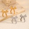 Exaggerated New Gold Gold Stud Earrings Women's Niche Temperament Bow Stud Earrings Light Luxury High-end Earrings