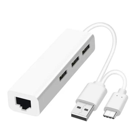 USB-концентратор без драйверов для передачи данных RJ45 Ethernet USB Type-C Портативный сетевой концентратор-адаптер