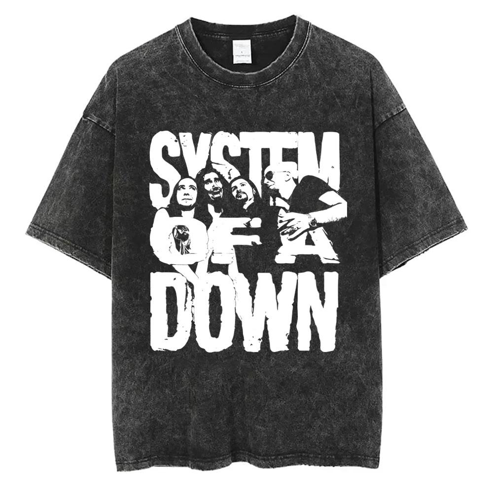 Винтажная футболка с графикой System of A Down, мужская готическая футболка оверсайз, мужская футболка 90-х, альтернативный метал, рок-группа