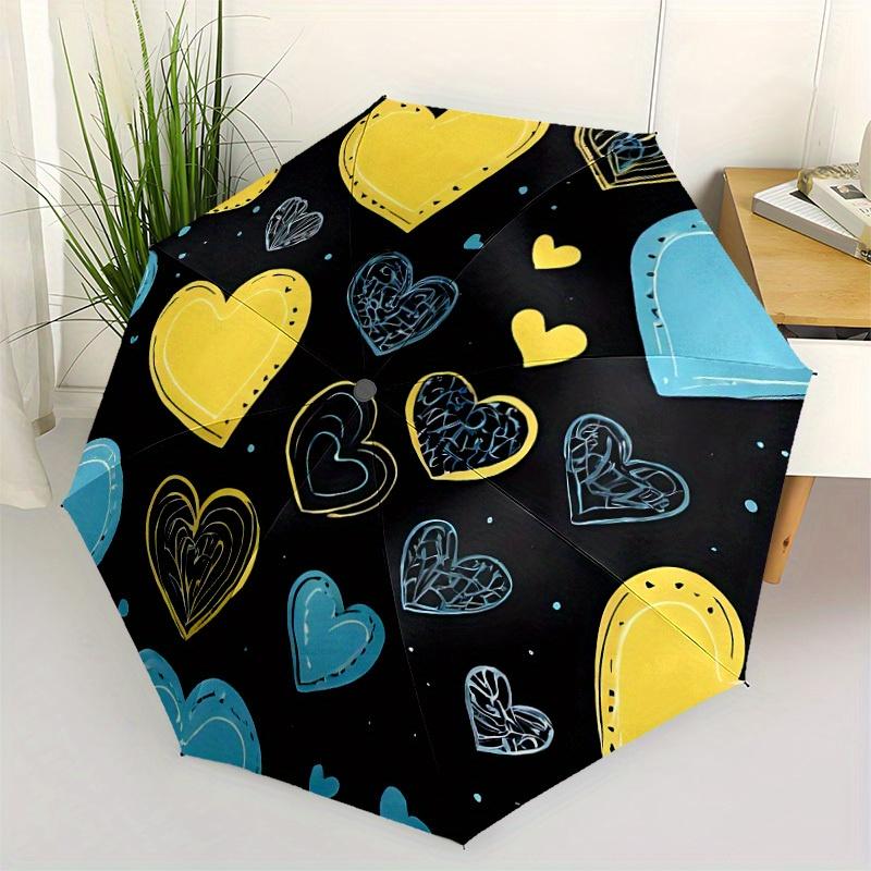 1pc Heart Pattern Automatic Opening/closing Umbrella with Auto Open/Close, Perfect Gift for Friends, Durable Plastic Handle yy250801194