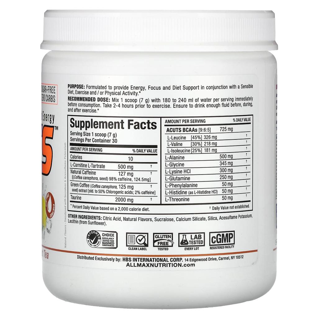 Acuts™, Amino Charge Energy, Sweet Tea, 210G(7.4Oz)