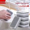 Gray & White Durable Double-Sided Sponge Scourer: Thick Dishwashing Cloth & Magic Eraser for Pot Cleaning