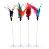 Funny Cat Toys Elastic Colorful Mouse With Feather Spring Bottom Sucker Toys For Cats Kitten Playing Scratch Toys Random Colors