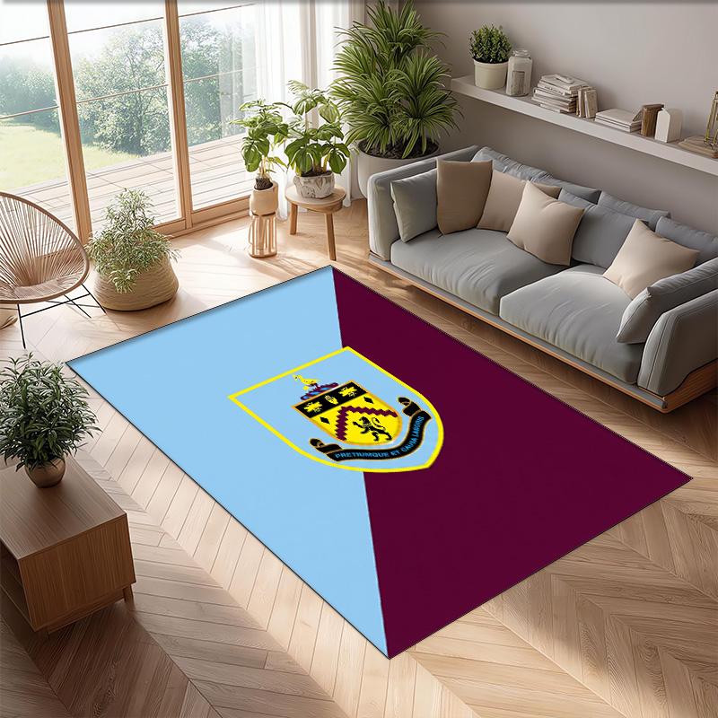 Burnley Football Print Crystal Velvet Rug, Comfortable Water Absorbent Non Slip Indoor Floor Carpet