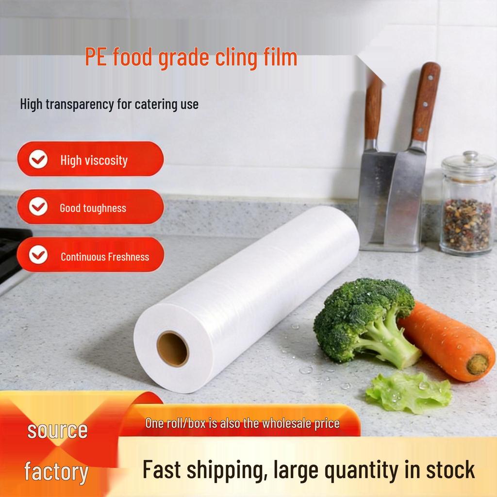 Large Disposable PE Cling Film for Beauty Salon, Supermarket, and Kitchen - Food Grade & High Temp Resistant